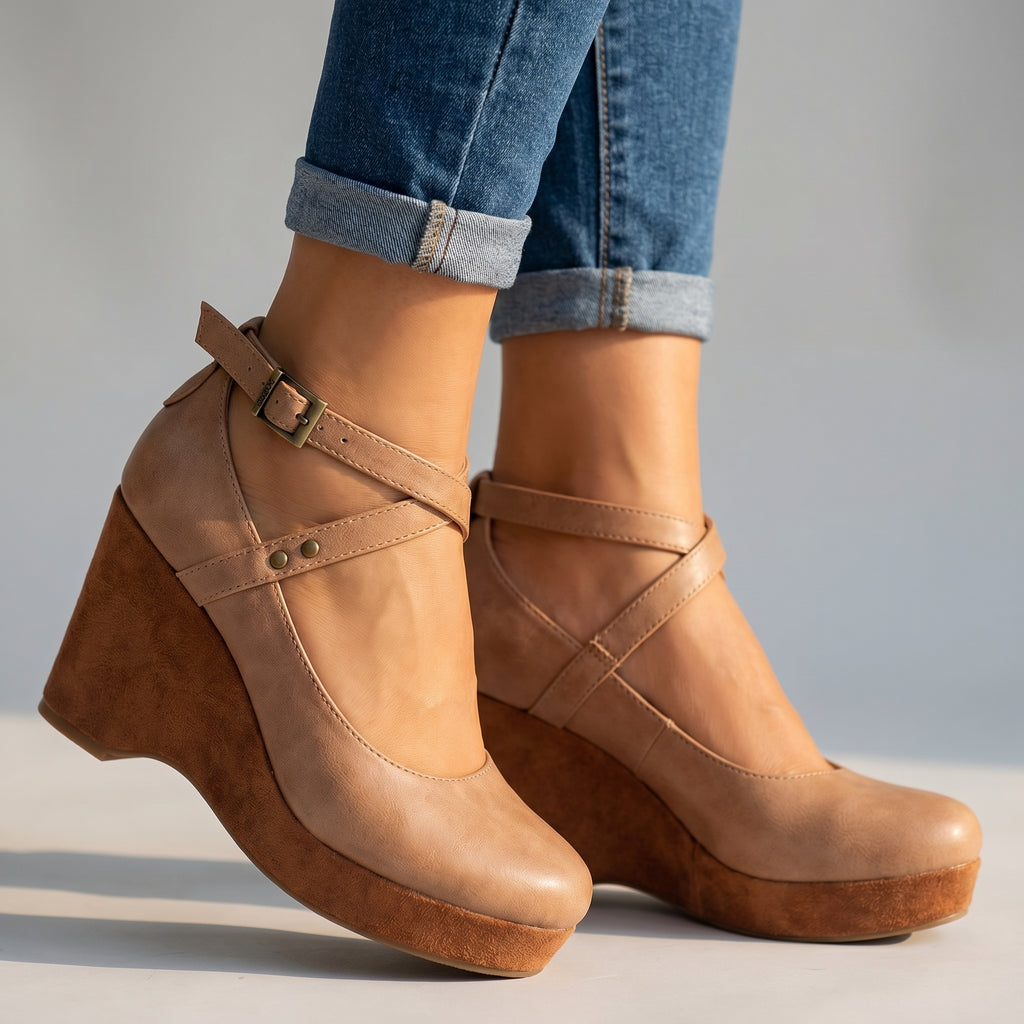 Women's Cross Strap Platform Wedge Sandals Klara