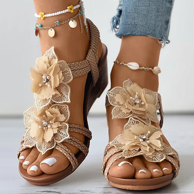 Women's Floral Decor Wedge Sandals Klara
