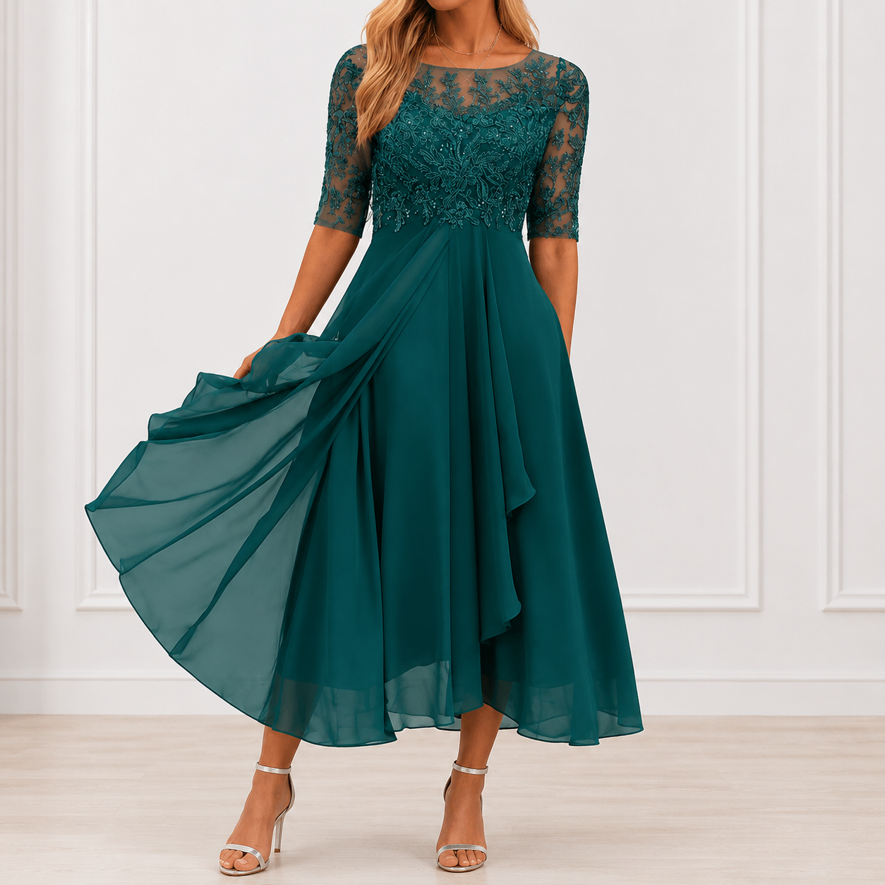 Women's Flowy Floral Midi Dress Klara