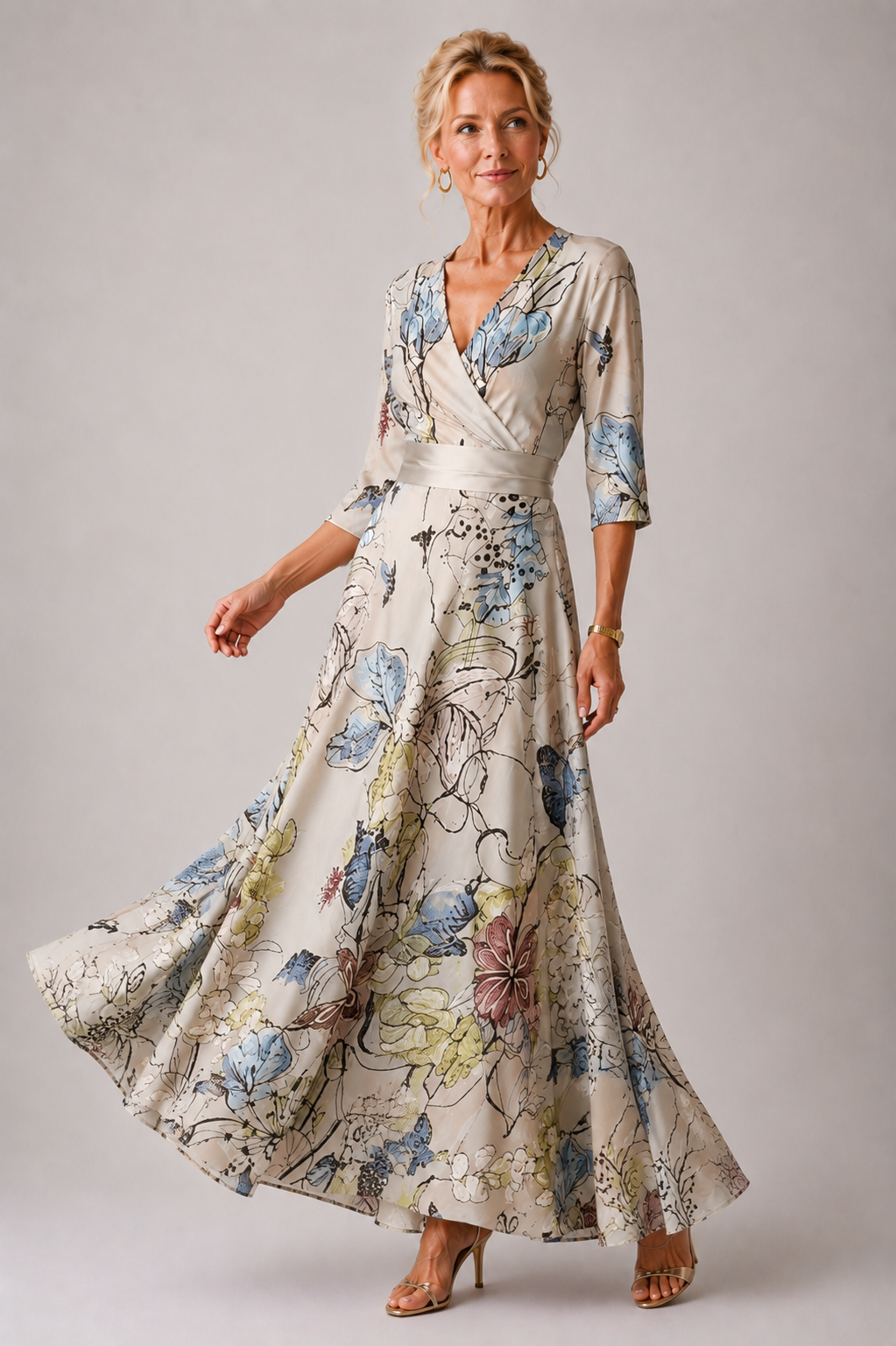 Women's Lightweight Floral Print Wrap Dress Klara