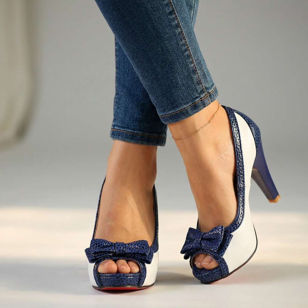 Women's Open Toe Bow Detail Pumps Klara