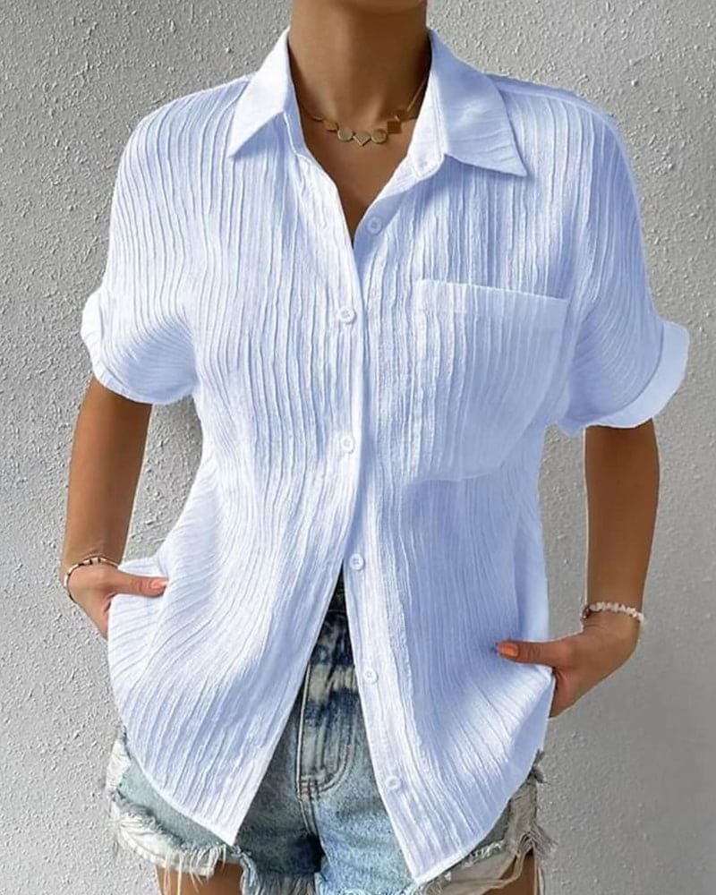 Women's Plain Short-Sleeved Blouse Klara