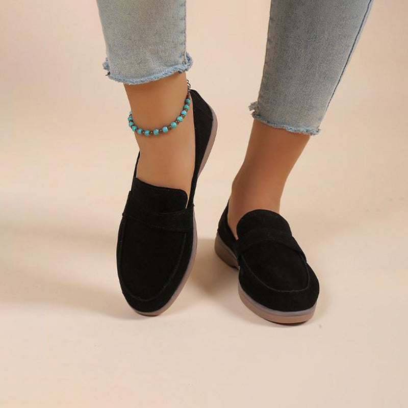 Women's Suede Round Toe Slip-On Shoes Klara