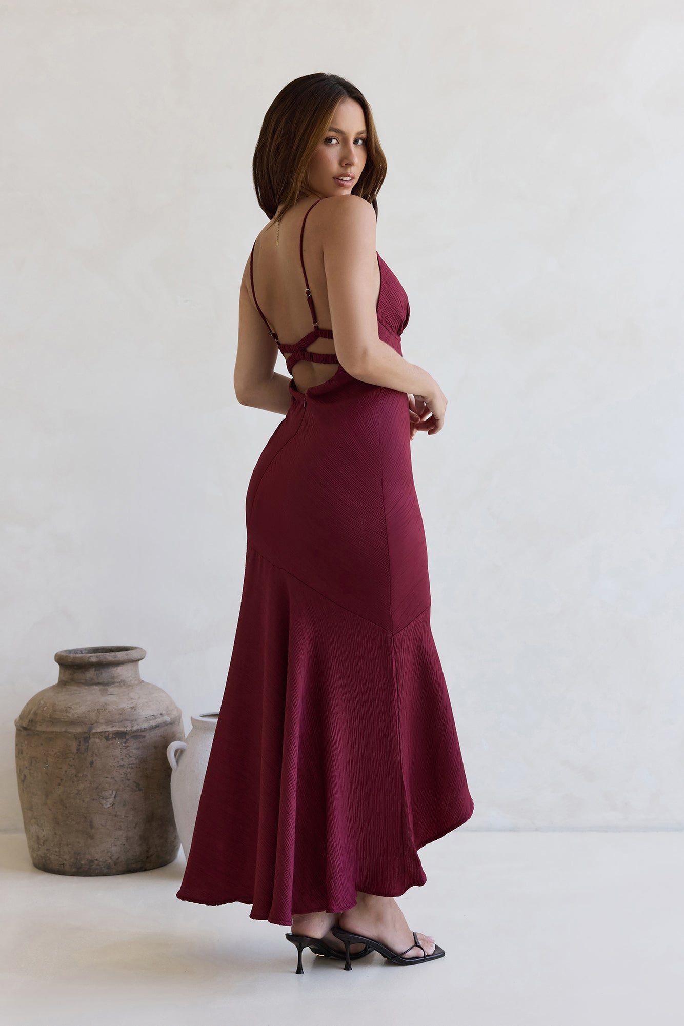 Women's V-Neck Asymmetrical Hem Maxi Dress Klara