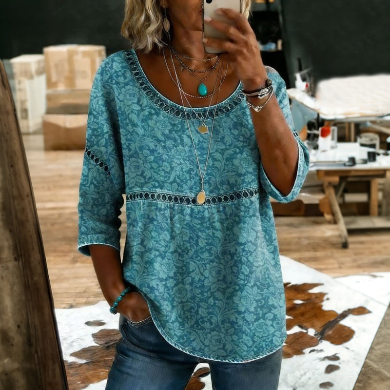Women's Vintage Cotton-Polyester Blouse Klara