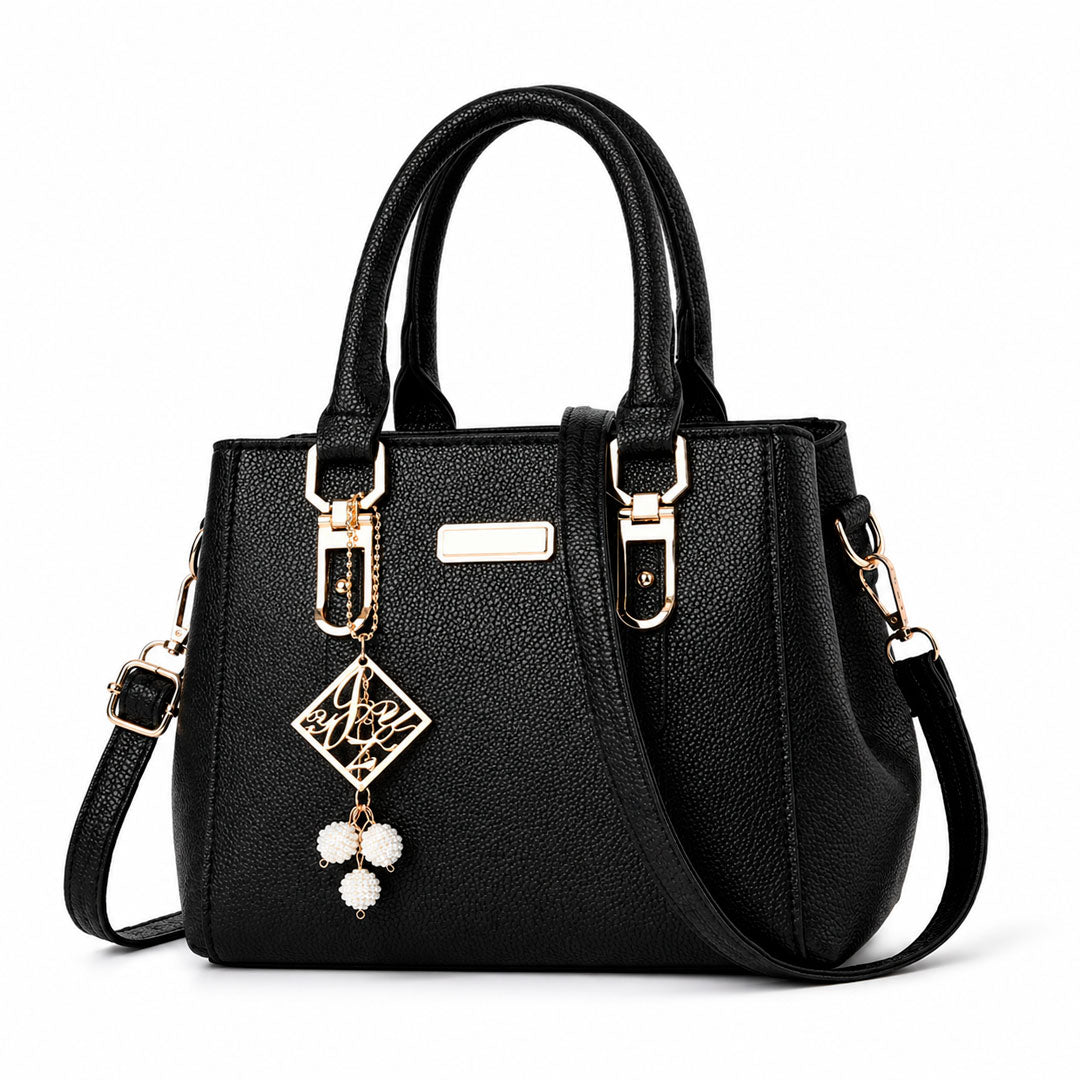 Women's Pebbled Faux Leather Gold Hardware Tote Handbag Klara