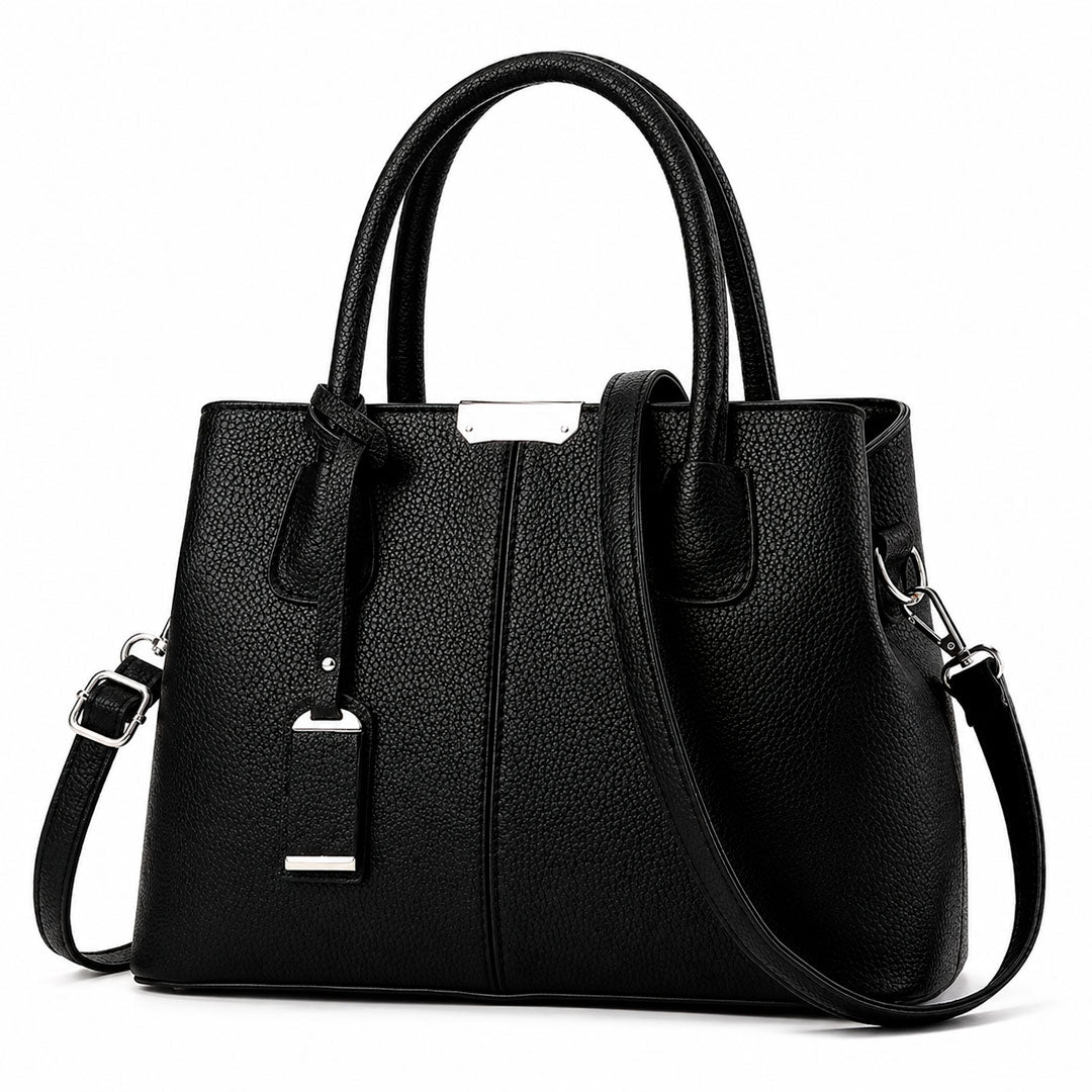 Women's Pebbled Faux Leather Metal Hardware Tote Handbag