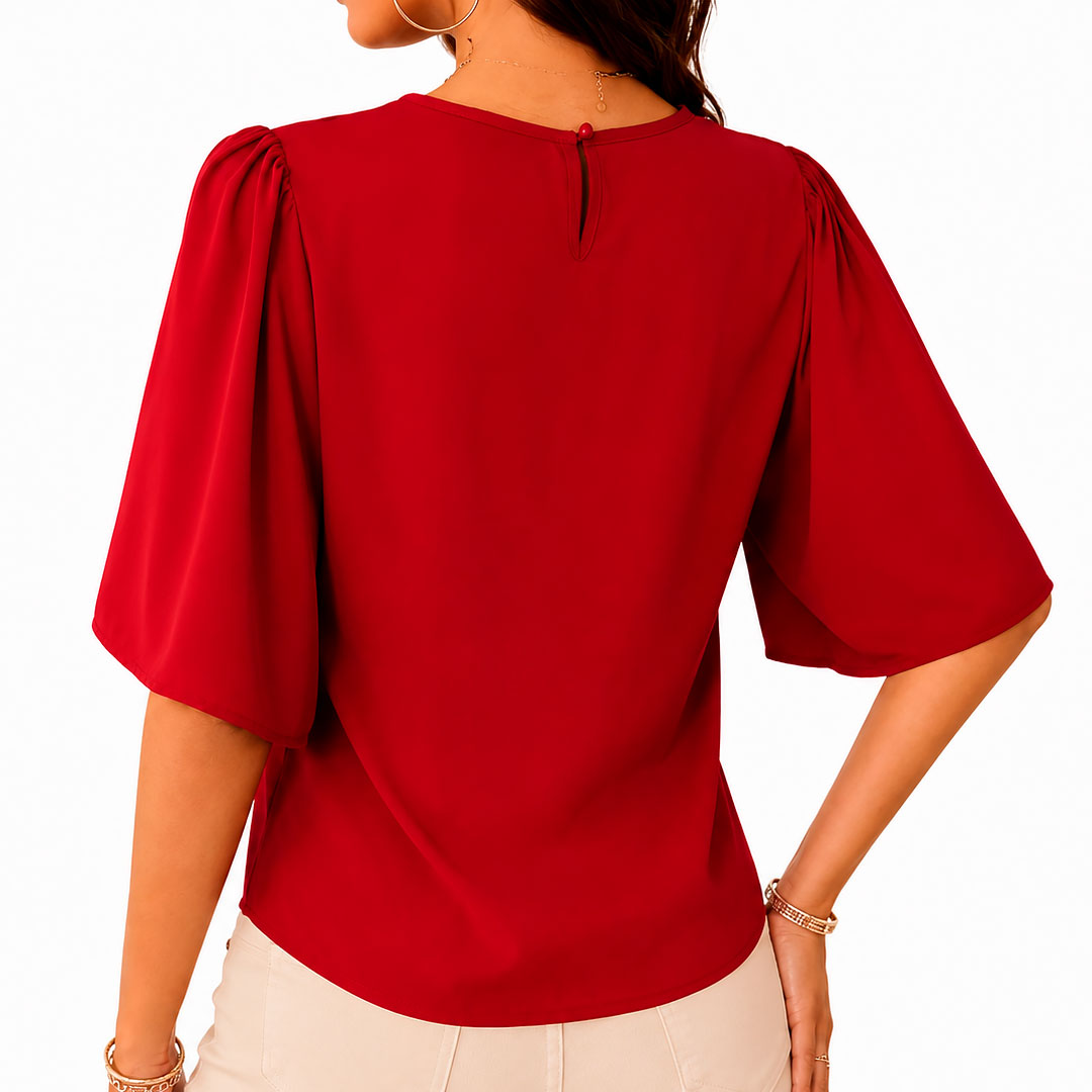 Women's Flared Sleeve Round Neck Chiffon Blouse Klara
