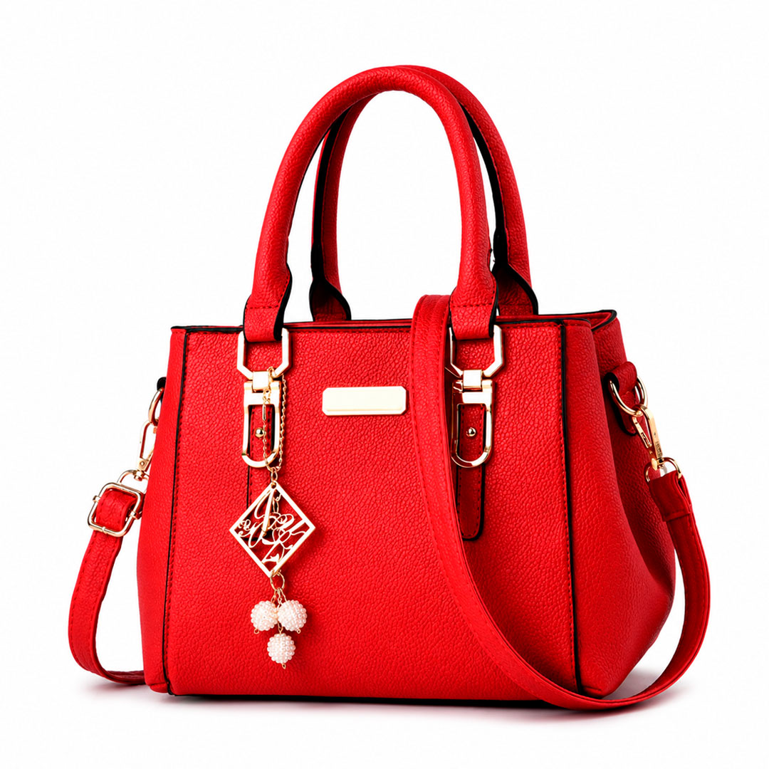 Women's Pebbled Faux Leather Gold Hardware Tote Handbag Klara