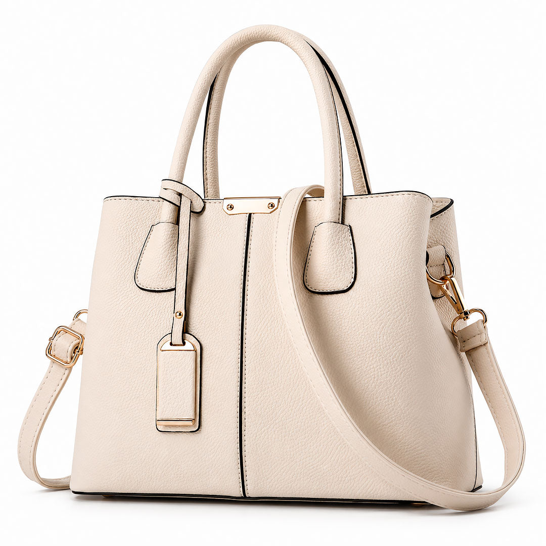 Women's Pebbled Faux Leather Metal Hardware Tote Handbag