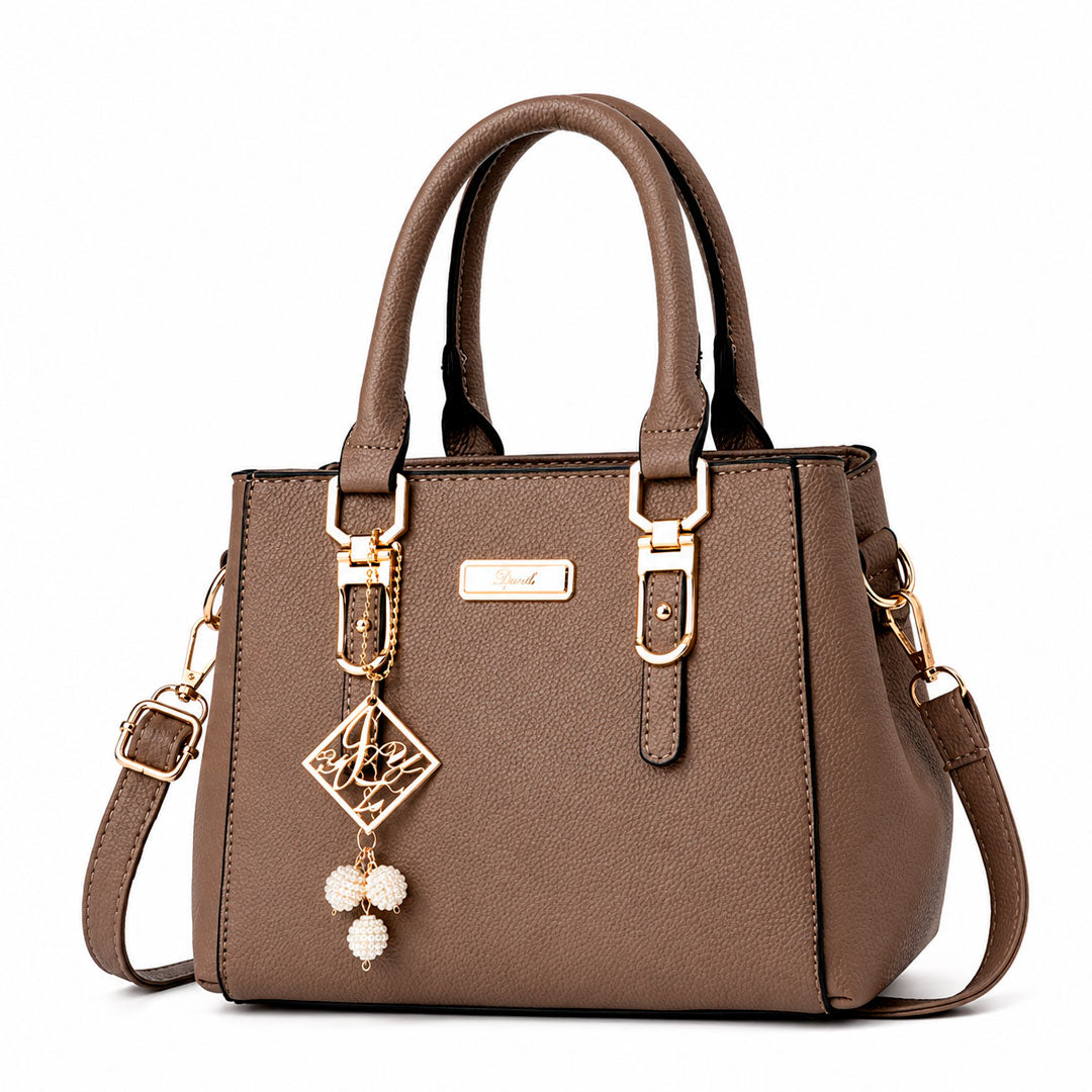 Women's Pebbled Faux Leather Gold Hardware Tote Handbag Klara