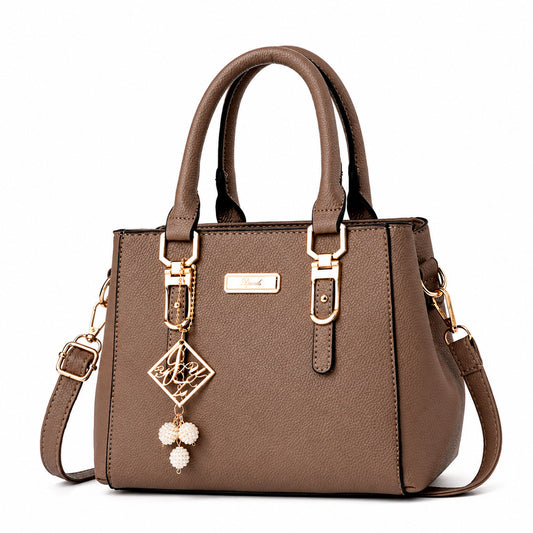 Women's Pebbled Faux Leather Gold Hardware Tote Handbag Klara