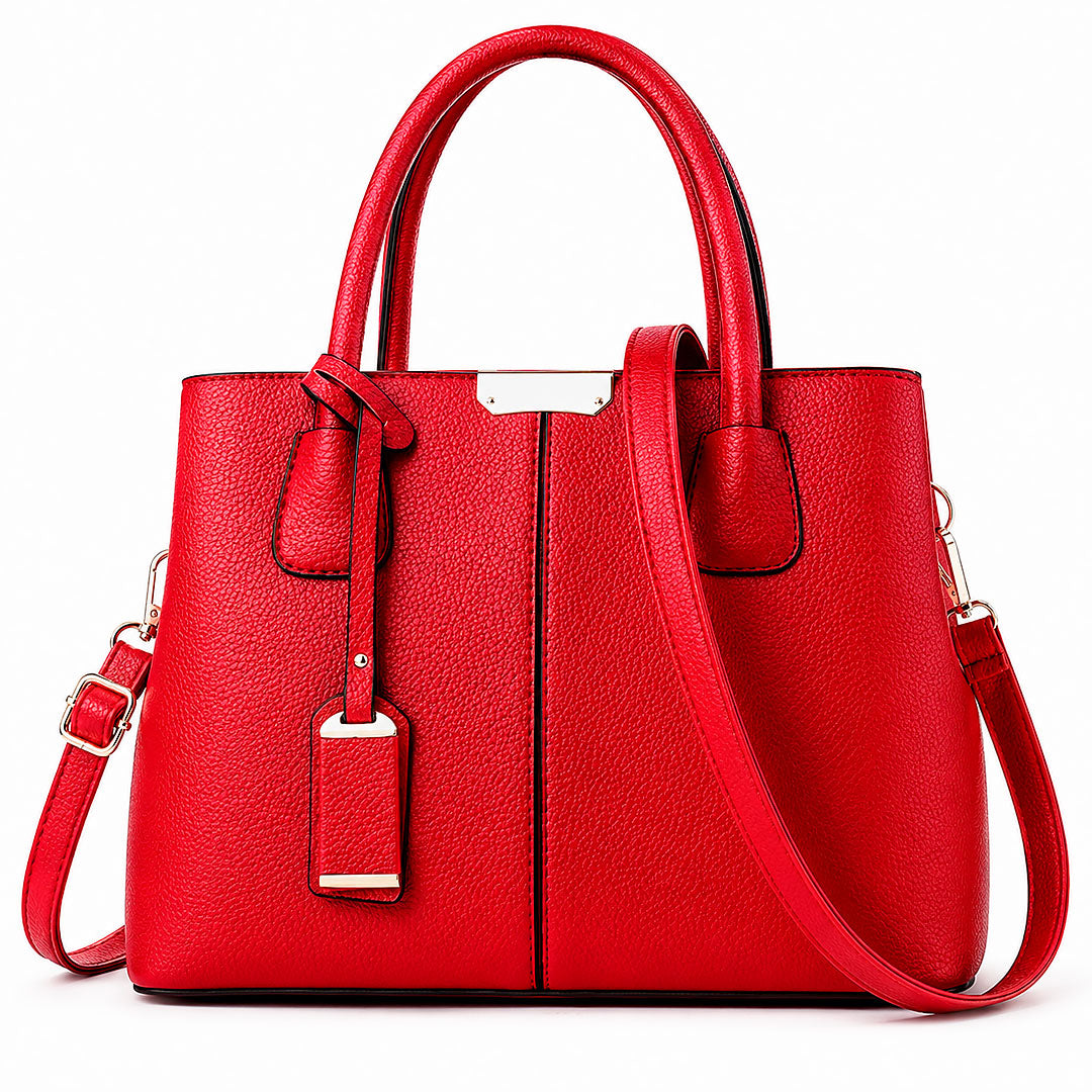 Women's Pebbled Faux Leather Metal Hardware Tote Handbag