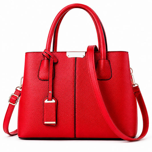 Women's Pebbled Faux Leather Metal Hardware Tote Handbag