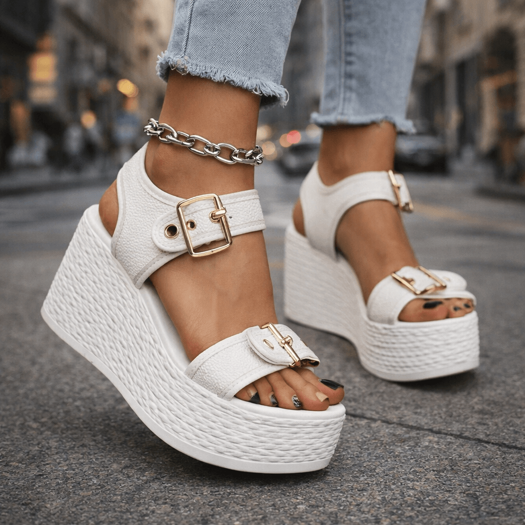 Women's Adjustable Buckle High Wedge Sandals Klara