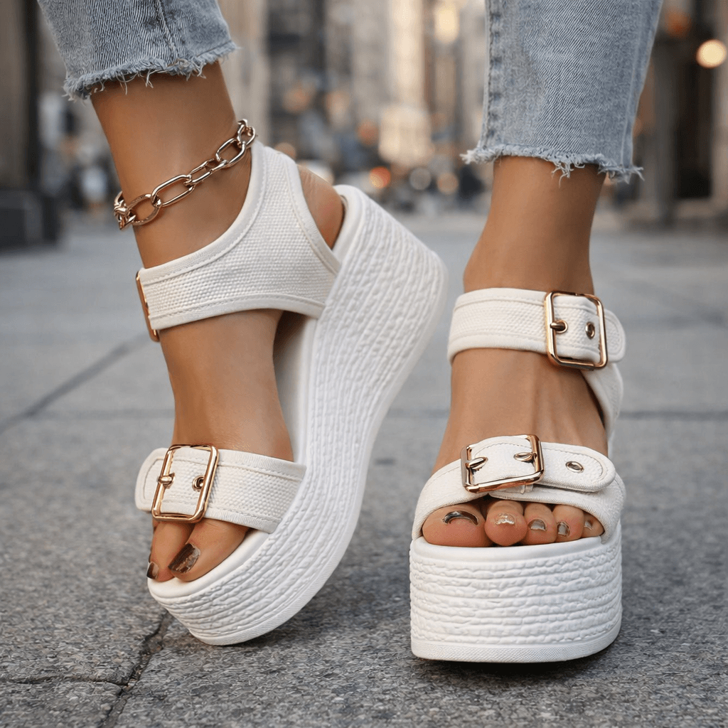 Women's Adjustable Buckle High Wedge Sandals Klara