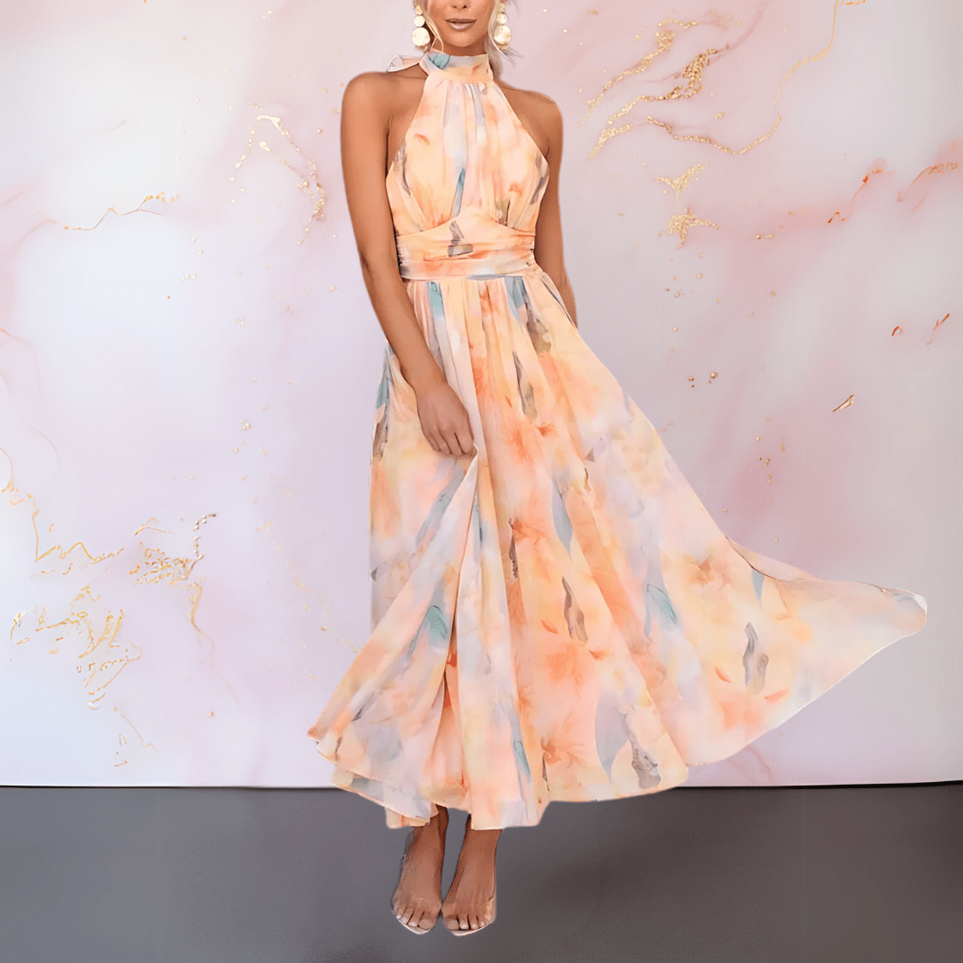 Women's Artistic Watercolour Print Maxi Dress Klara
