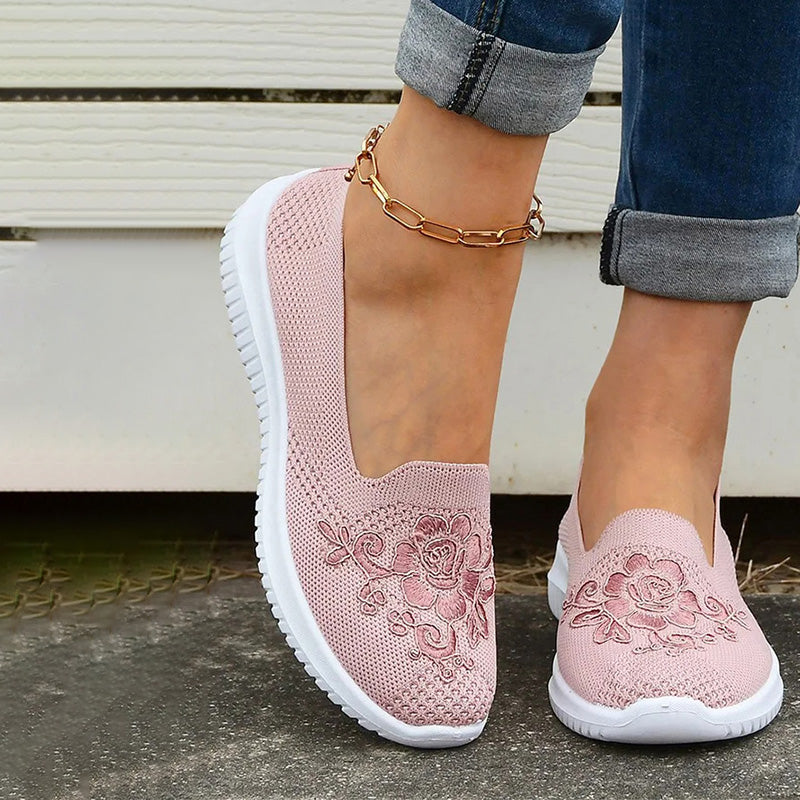 Women's Breathable Mesh Floral Embroidery Shoes Klara