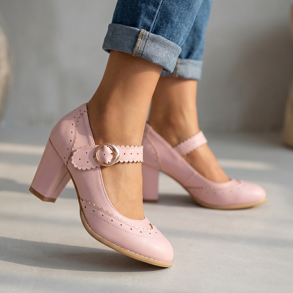 Women's Brogue Edge Mary Jane Pumps Klara