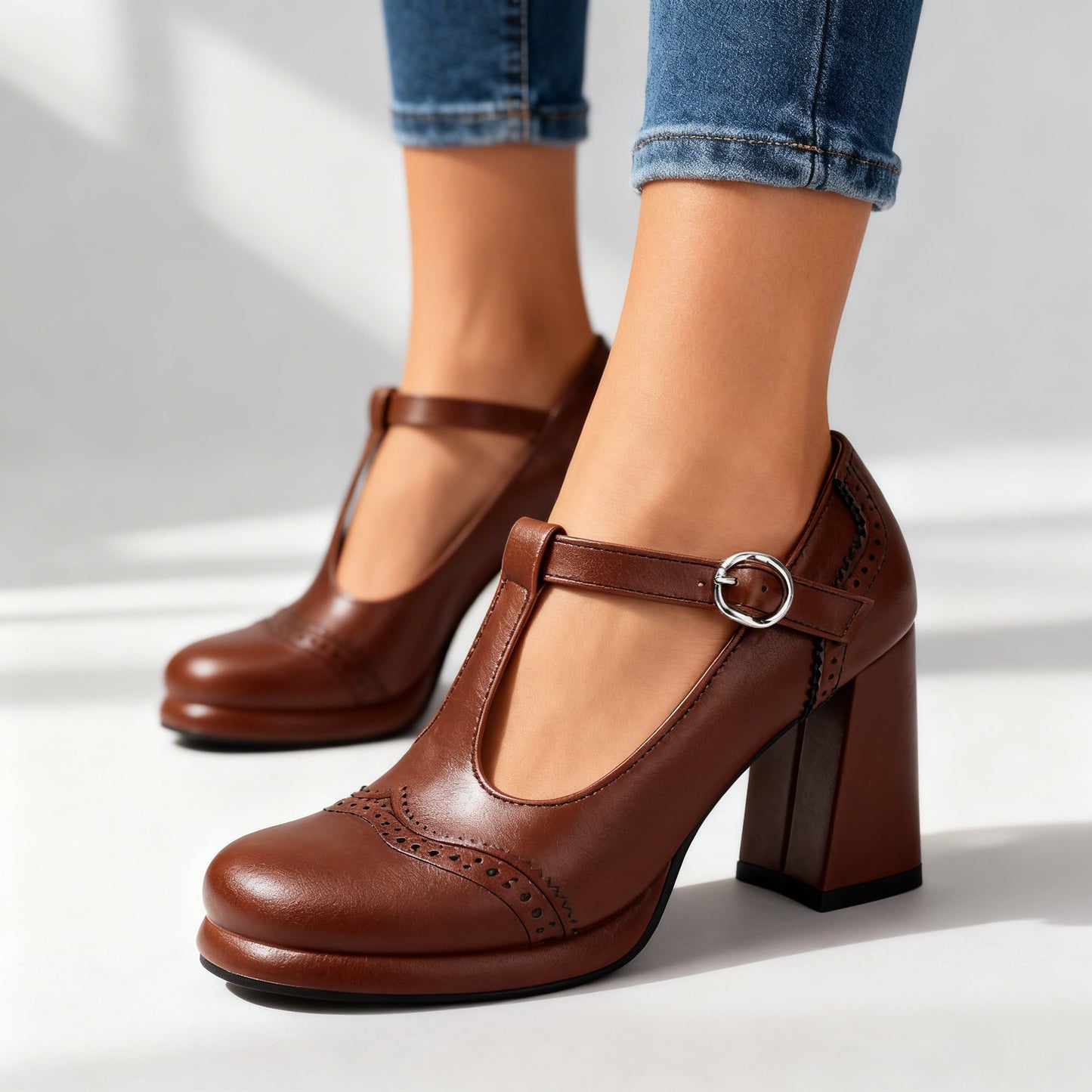 Women's Brogue Loafers with Buckle Straps Klara