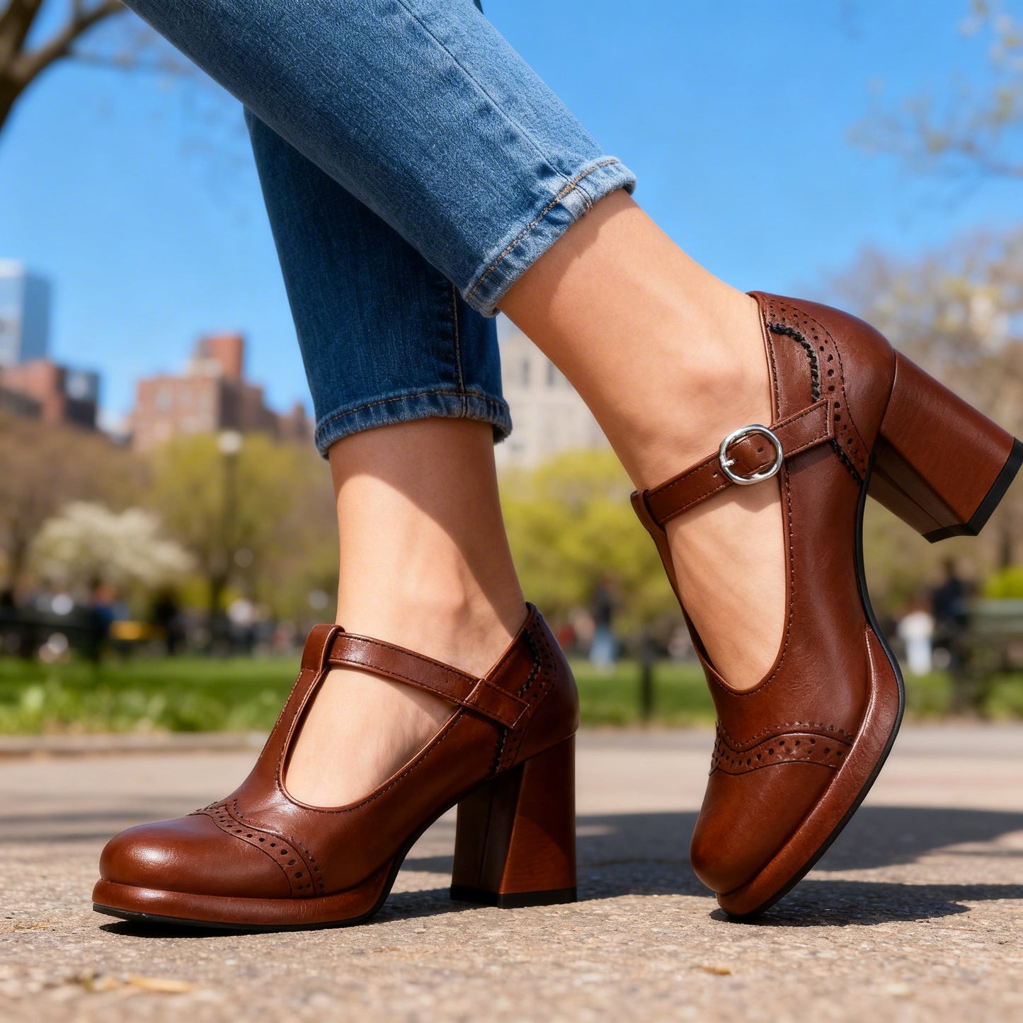 Women's Brogue Loafers with Buckle Straps Klara