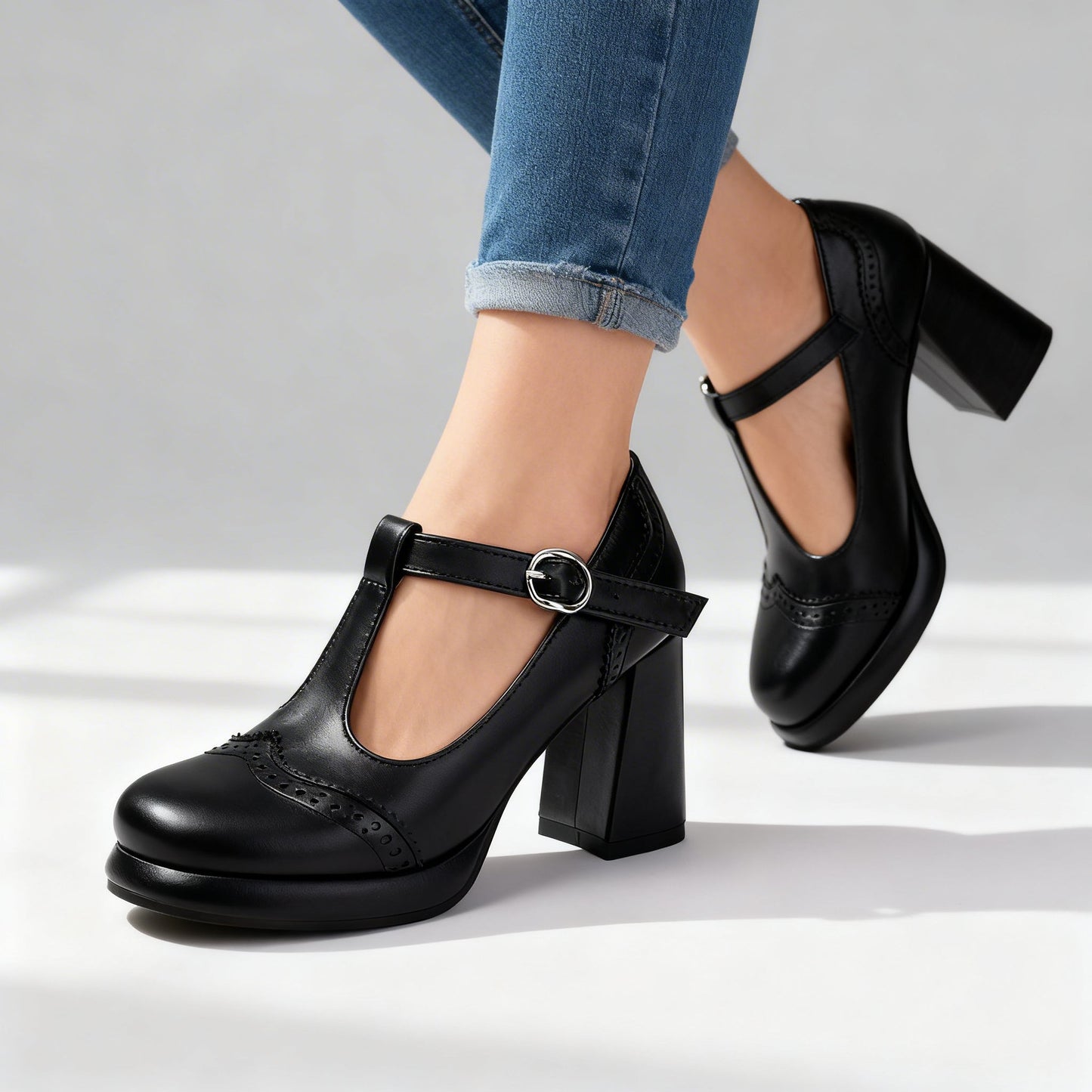 Women's Brogue Loafers with Buckle Straps Klara