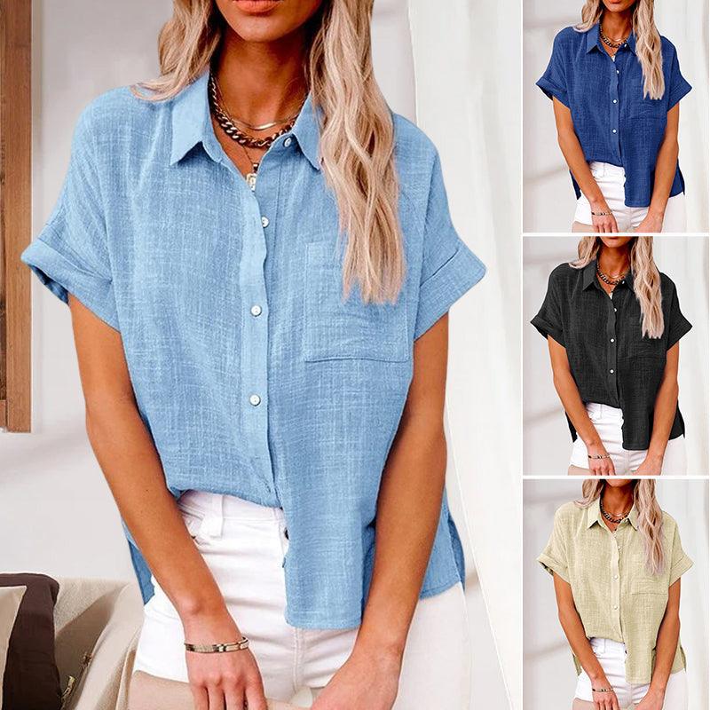 Women's Casual Linen Short Sleeve Blouse Klara