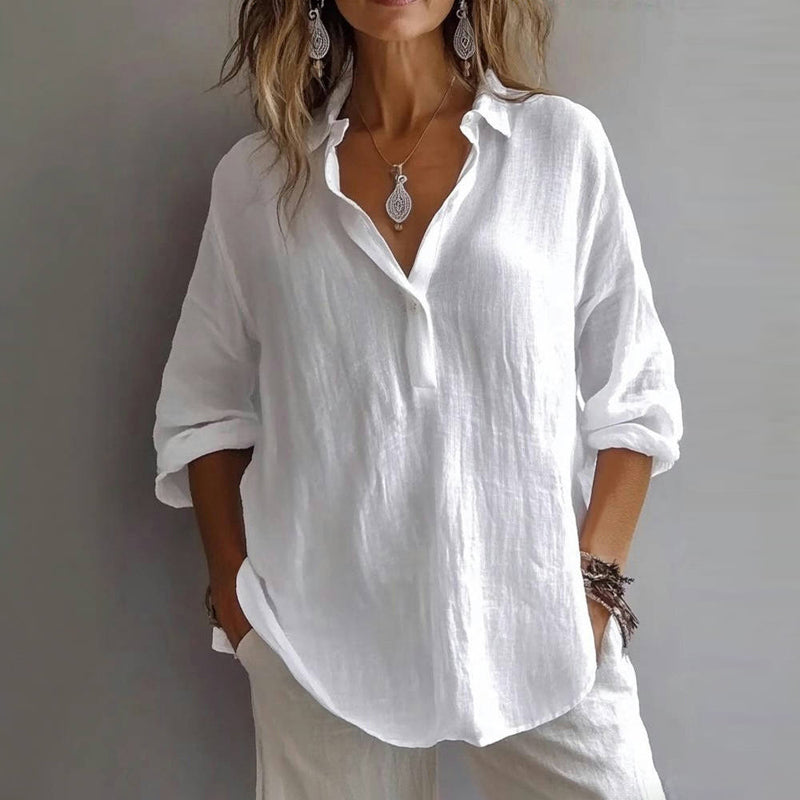 Women's Cotton-Polyester Blend Long Sleeve Blouse Klara