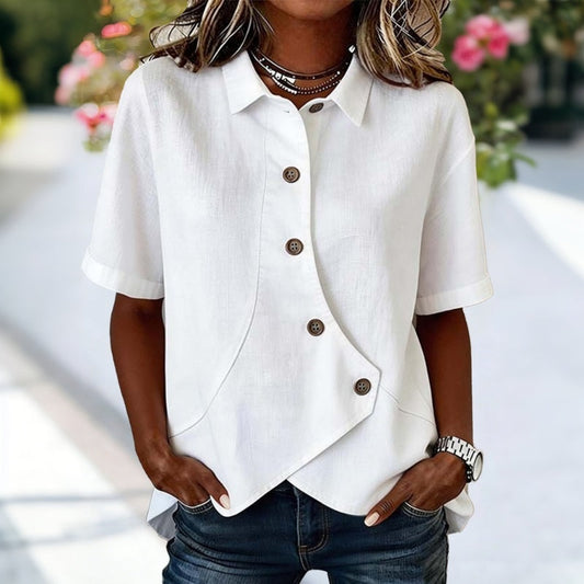 Women's Cotton-Polyester Blend Turn-Down Collar Blouse Klara
