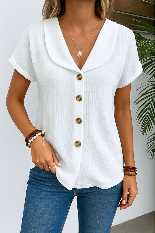 Women's Cotton Blend Classic Collar Blouse Klara