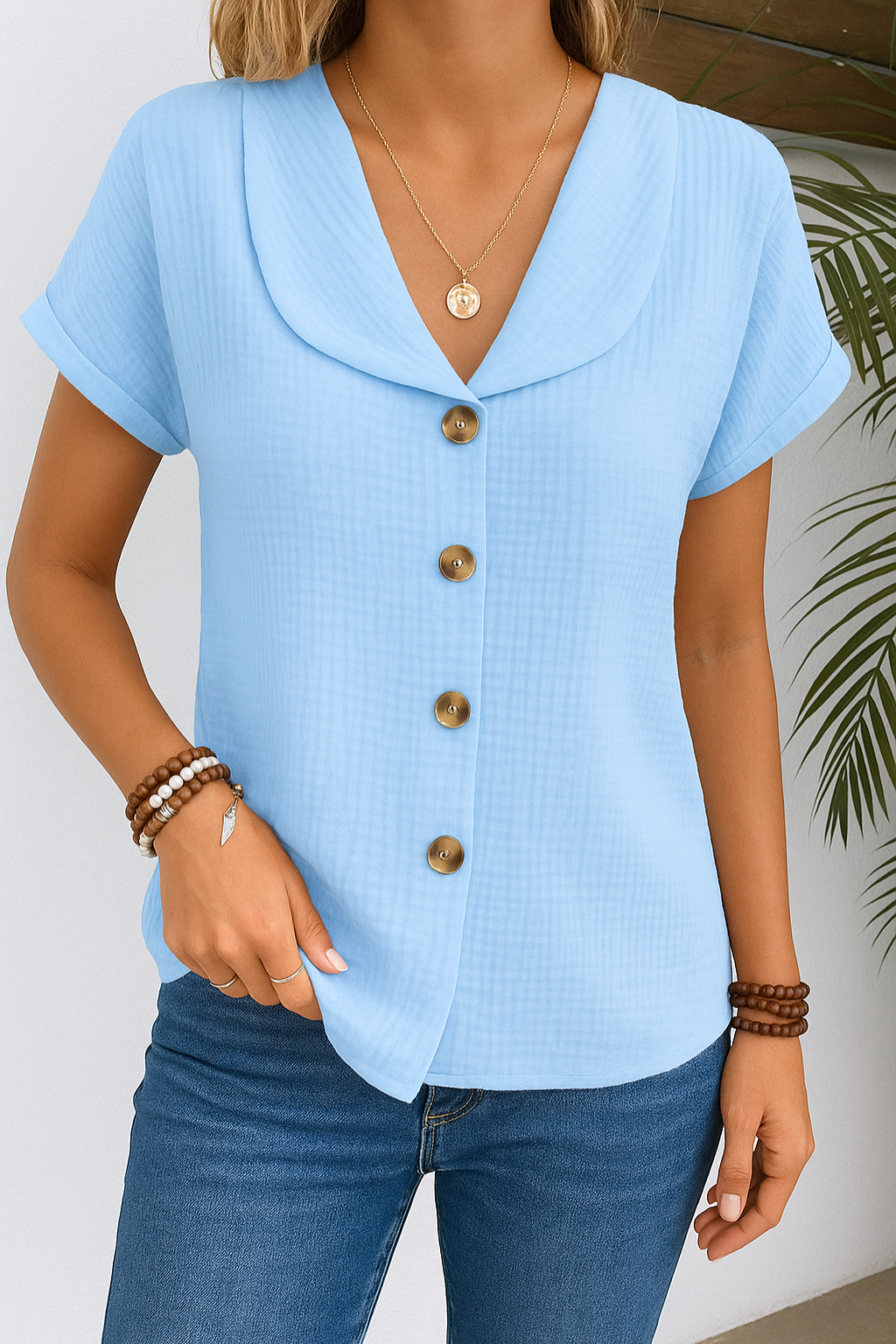 Women's Cotton Blend Classic Collar Blouse Klara