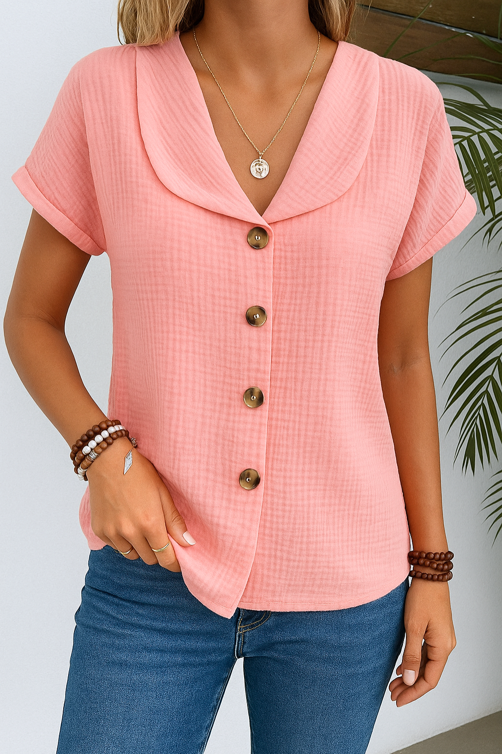 Women's Cotton Blend Classic Collar Blouse Klara