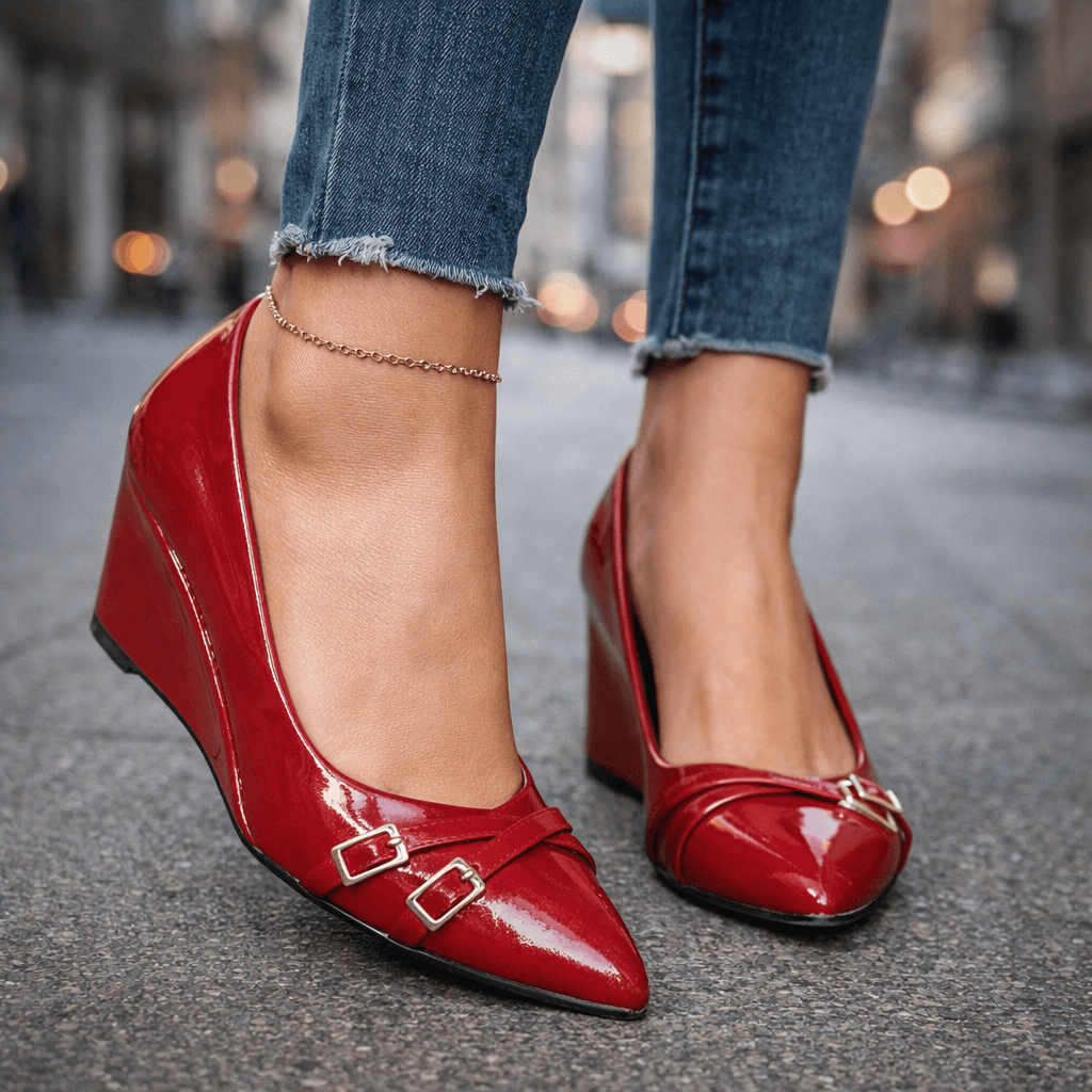 Women's Crocodile Embossed Wedge Heels Klara