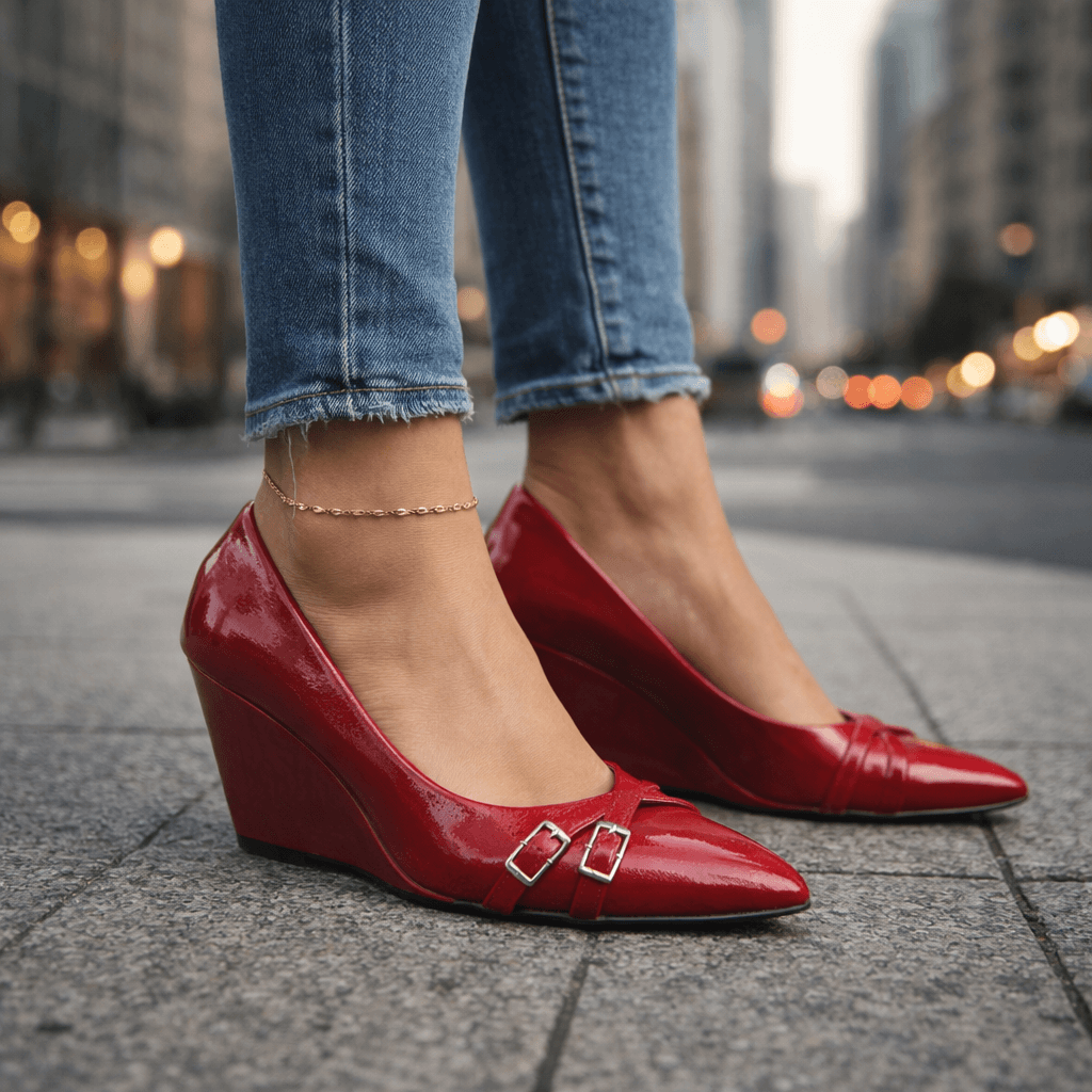Women's Crocodile Embossed Wedge Heels Klara