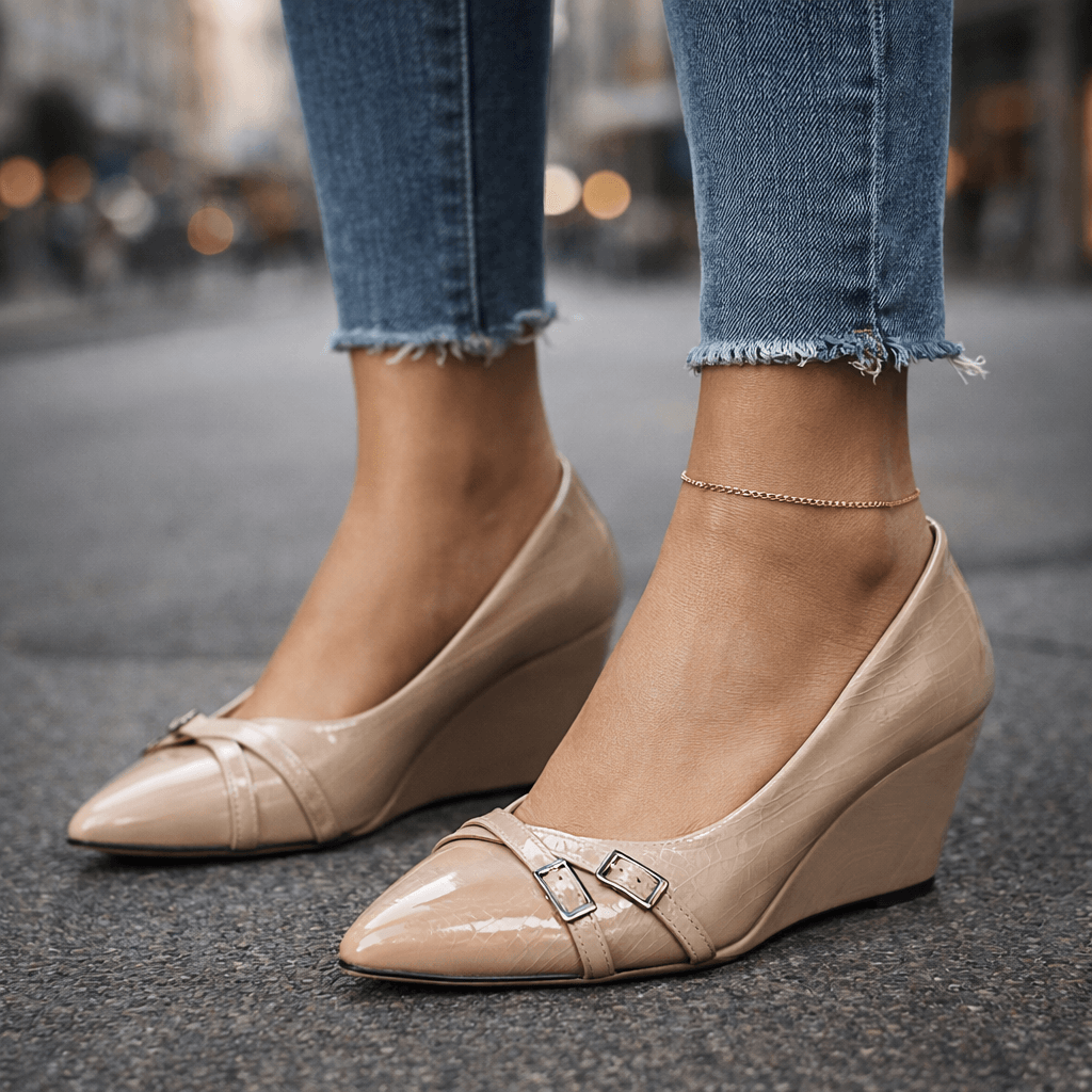 Women's Crocodile Embossed Wedge Heels Klara