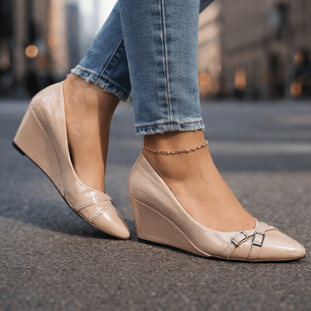 Women's Crocodile Embossed Wedge Heels Klara