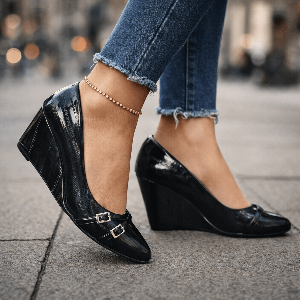 Women's Crocodile Embossed Wedge Heels Klara