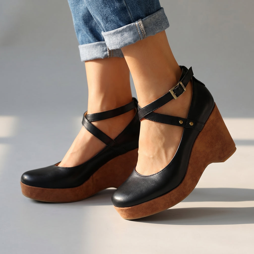 Women's Cross Strap Platform Wedge Sandals Klara