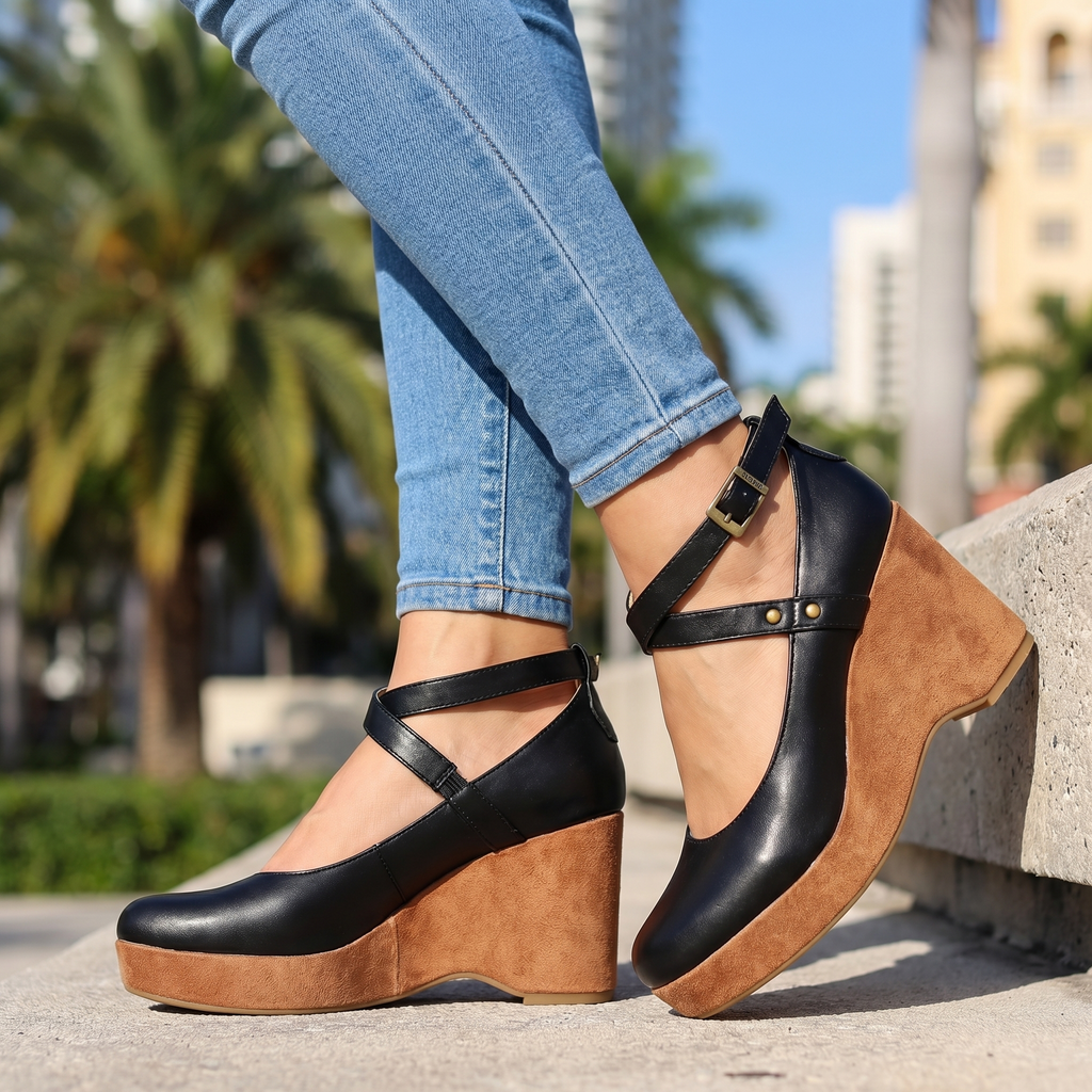 Women's Cross Strap Platform Wedge Sandals Klara