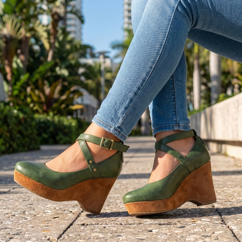Women's Cross Strap Platform Wedge Sandals Klara