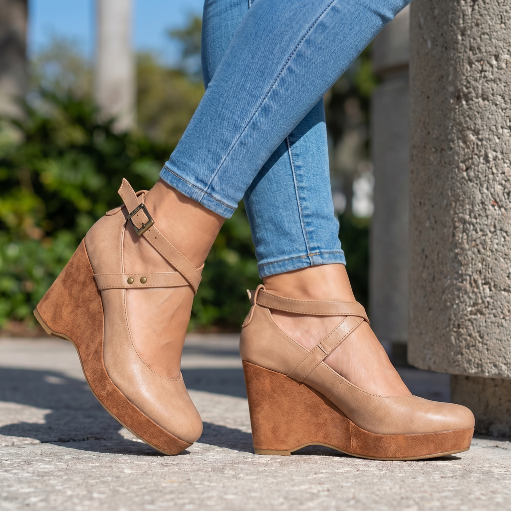 Women's Cross Strap Platform Wedge Sandals Klara