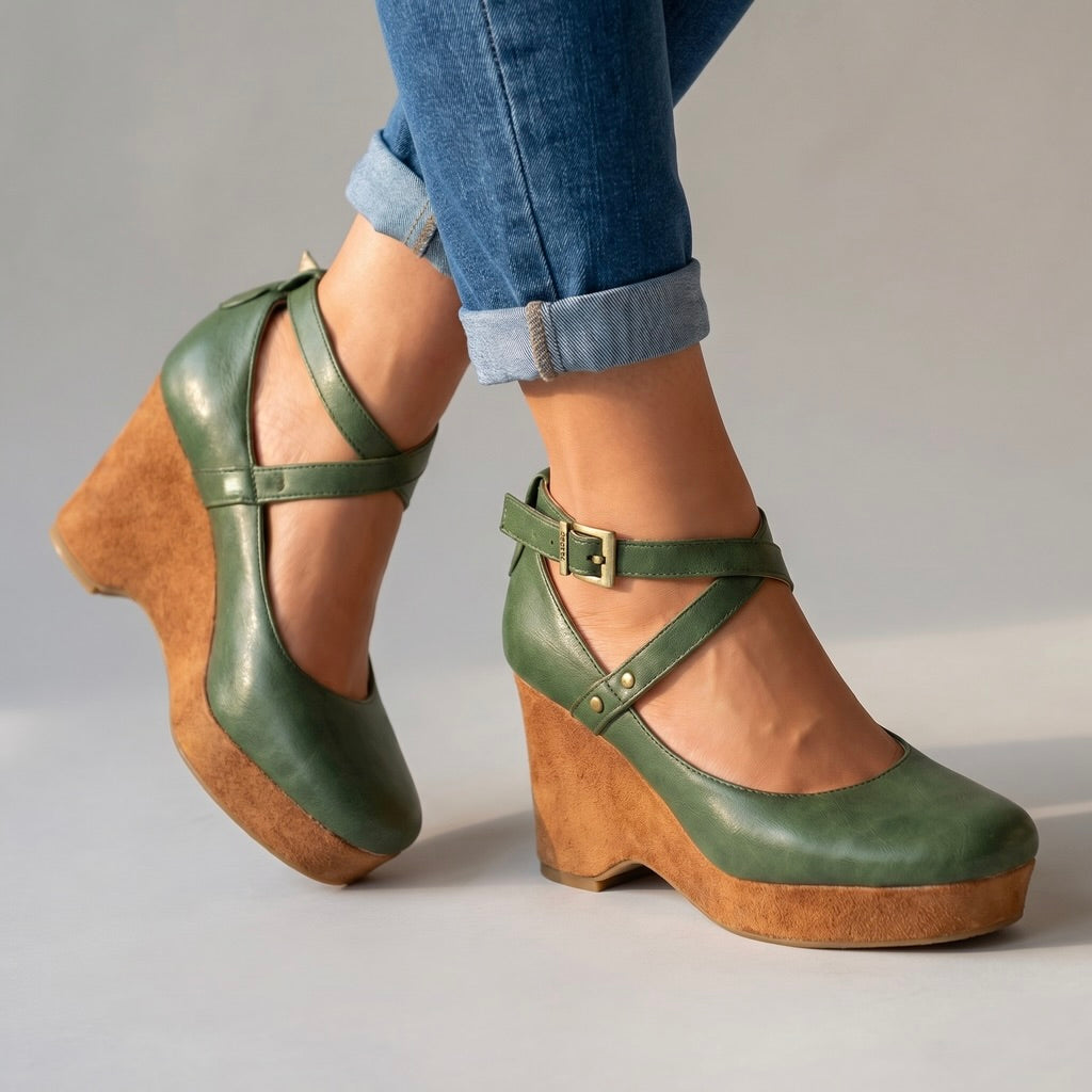 Women's Cross Strap Platform Wedge Sandals Klara