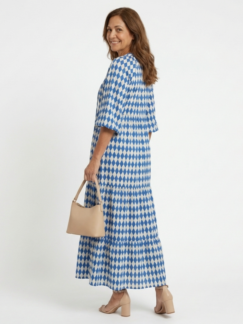 Women's Diamond Print Midi Dress Klara