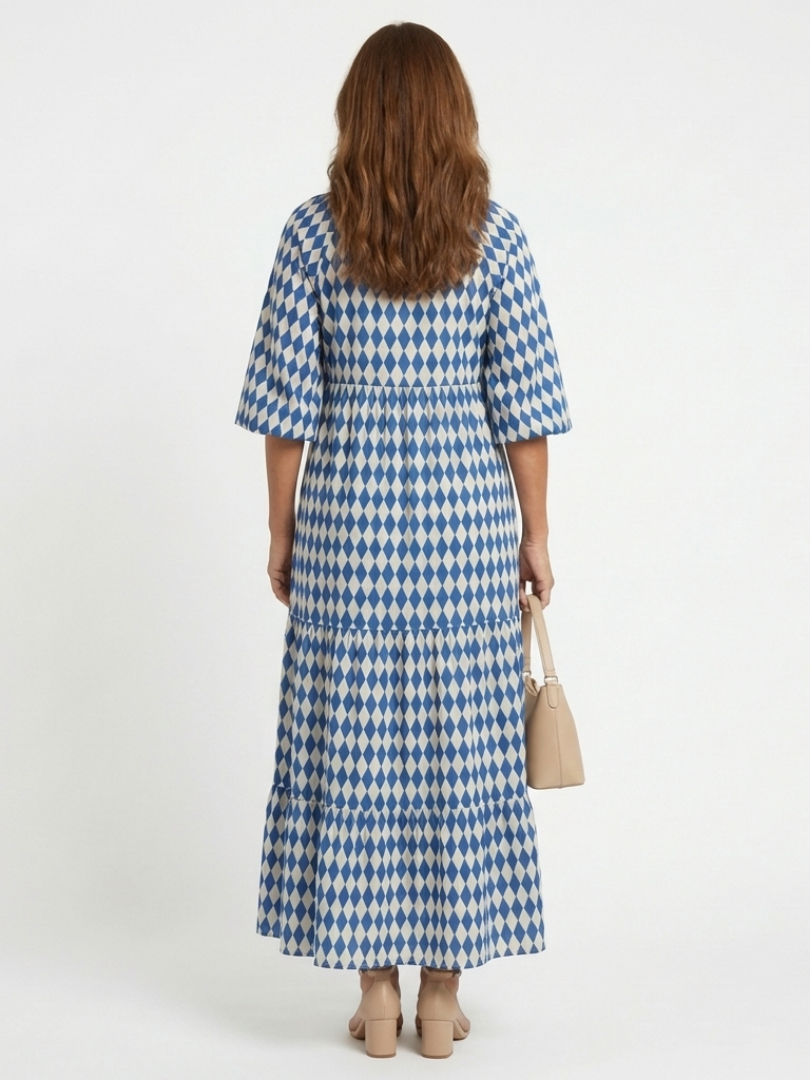 Women's Diamond Print Midi Dress Klara