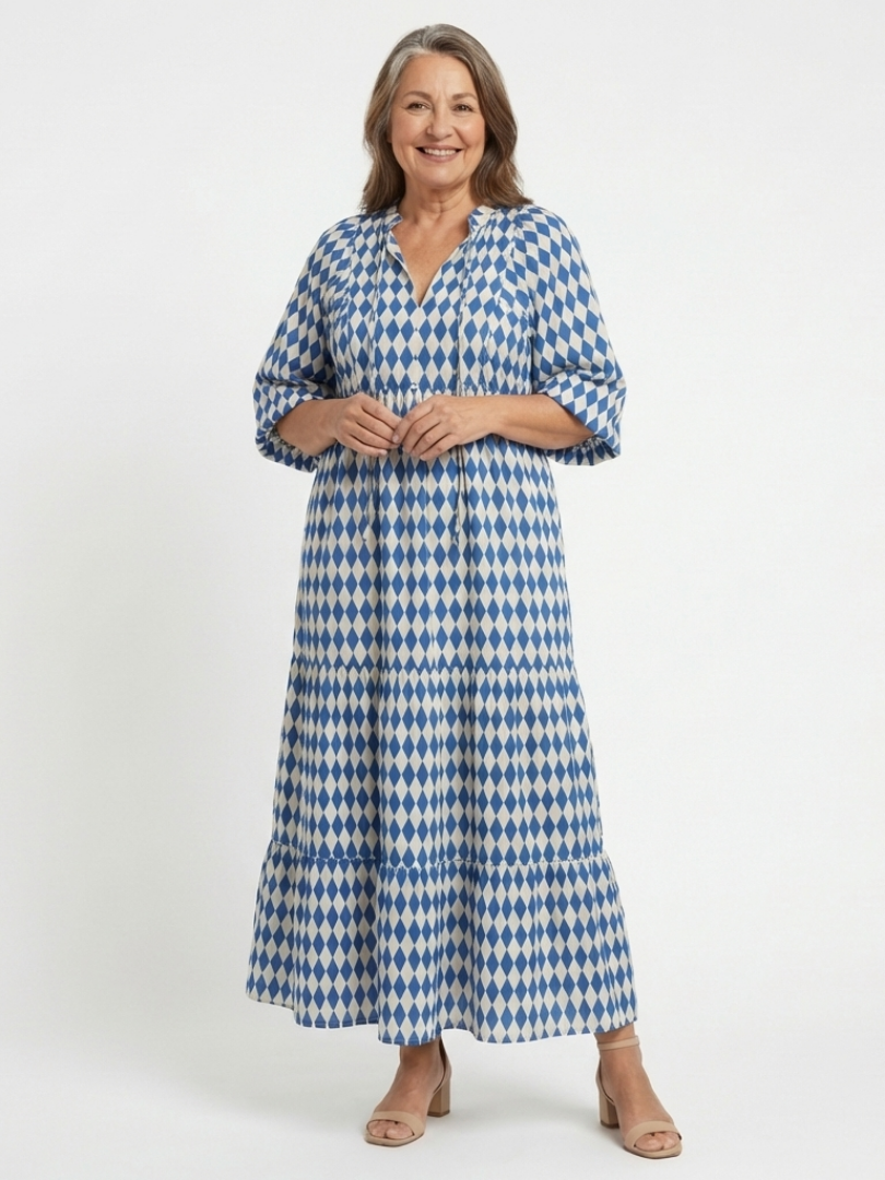 Women's Diamond Print Midi Dress Klara