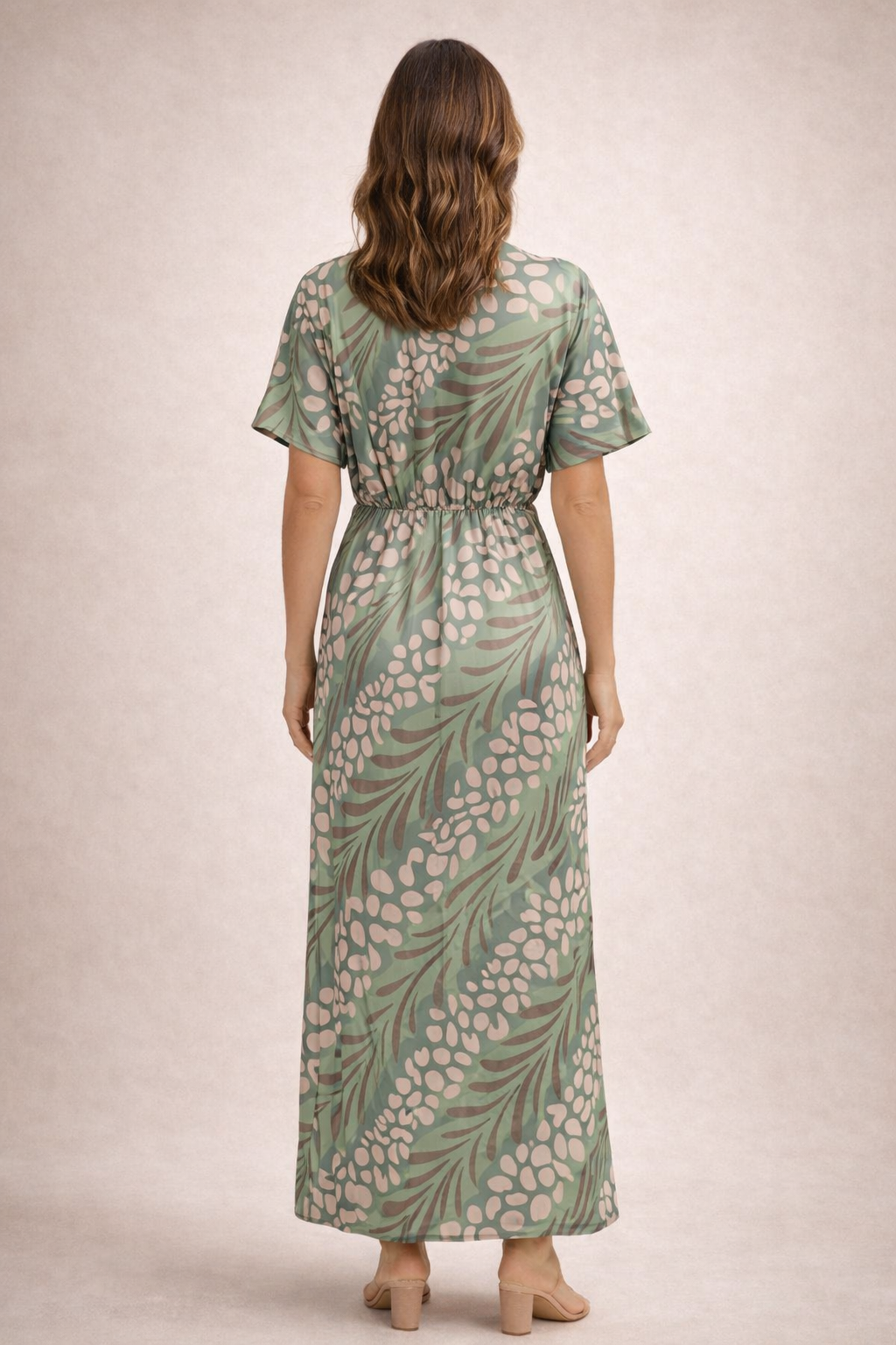 Women's Draped Midi Dress with Natural Print Klara