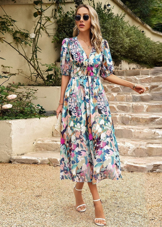 Women's Elegant Print Midi Dress Klara