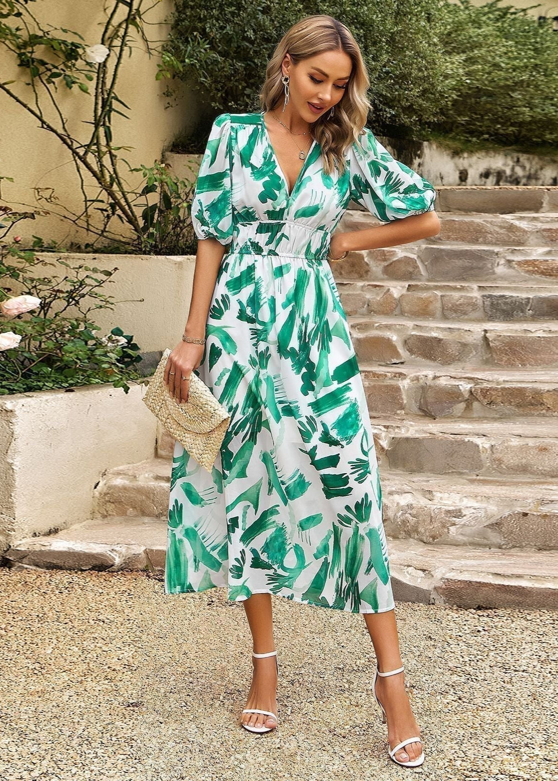 Women's Elegant Print Midi Dress Klara