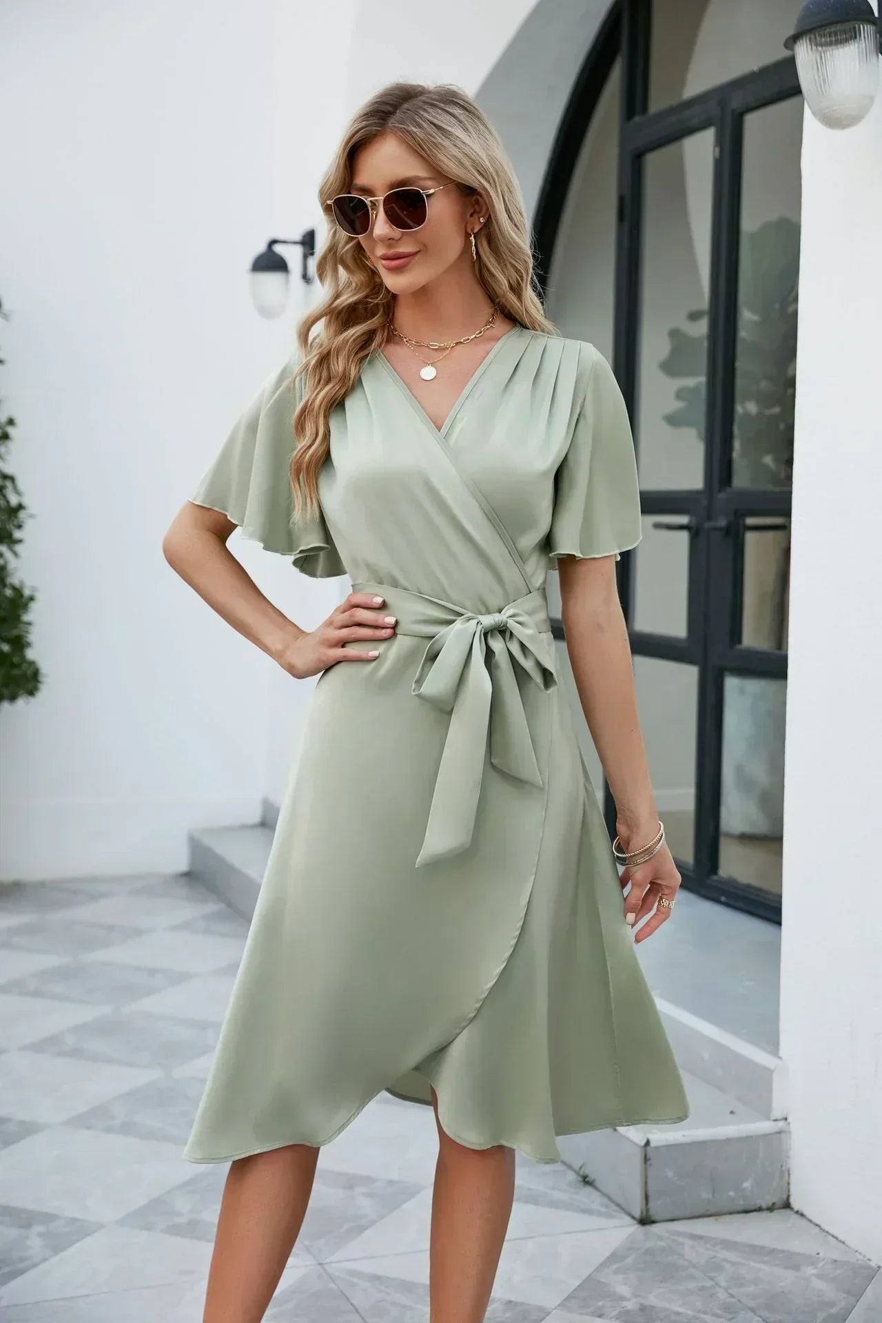 Women's Elegant Wrap Dress with Bow Detail Klara