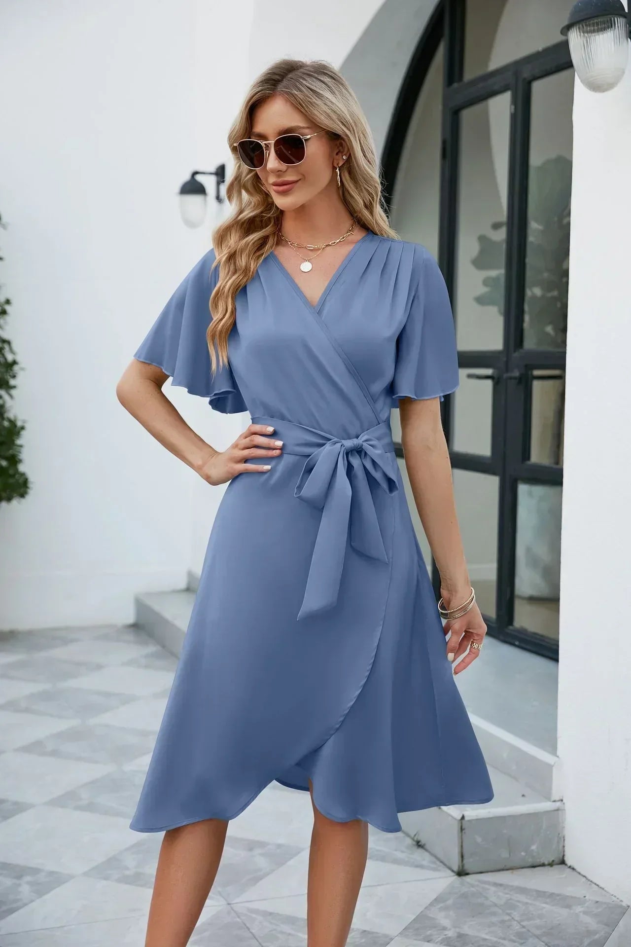Women's Elegant Wrap Dress with Bow Detail Klara
